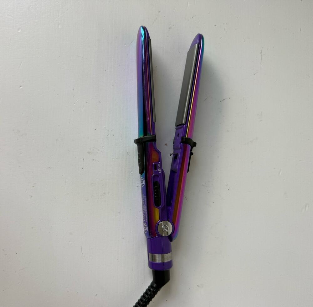 BaBylissPRO Nano Titanium Prima2000 Mini Iron Purple Iridescent TESTED CLEAN